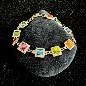 Colored Square Link Bracelet